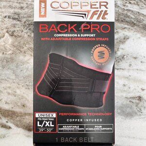 NIB Copper Fit Black Back Pro Compression & Support L/XL